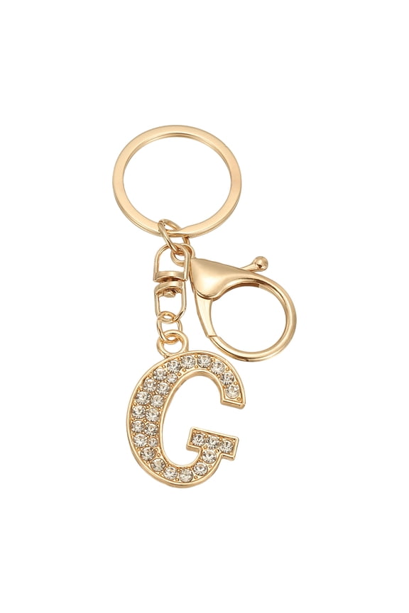 Initial Letter Key Chain A-Z Keychain Initials Keyring Cute Metal Crystal Alphabet Keyring for Keys G