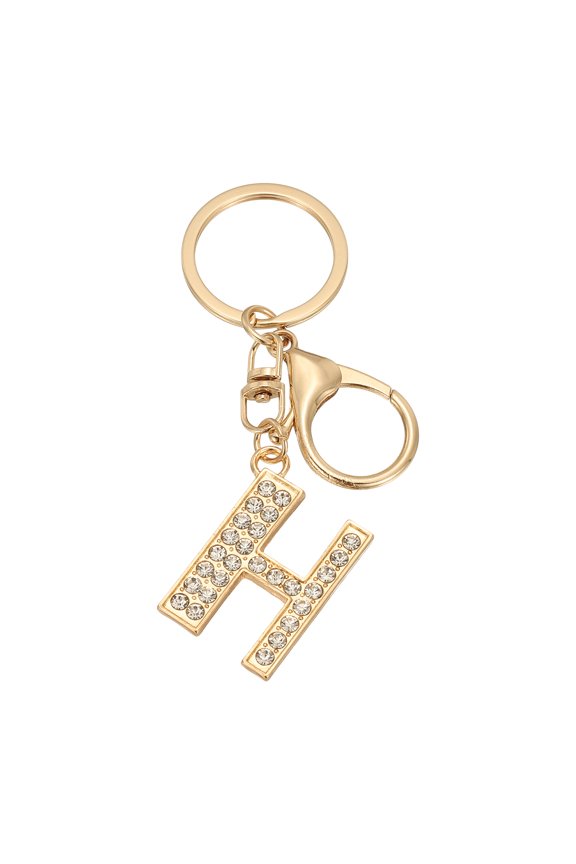 Initial Letter Key Chain A-Z Keychain Initials Keyring Cute Metal Crystal Alphabet Keyring for Keys H