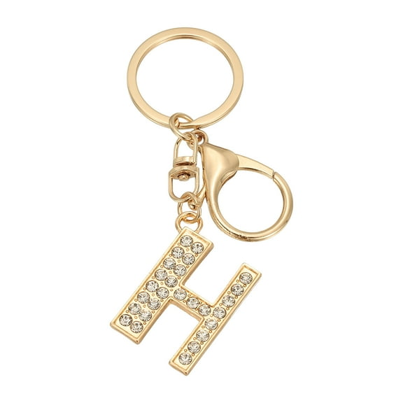 Uxcell Initial Letter Key Chain A-Z Keychain Initials Keyring Cute Metal Crystal Alphabet Keyring for Keys H