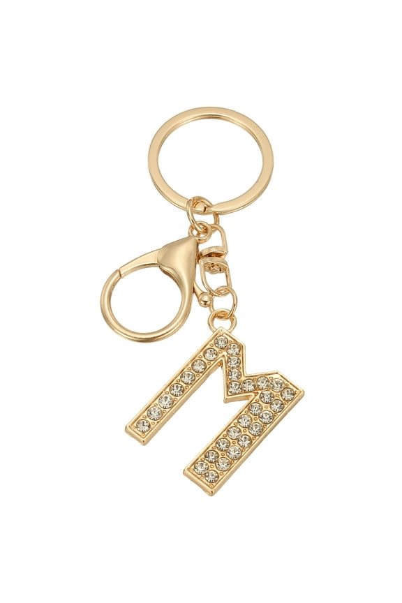 Initial Letter Key Chain A-Z Keychain Initials Keyring Cute Metal Crystal Alphabet Keyring for Keys M