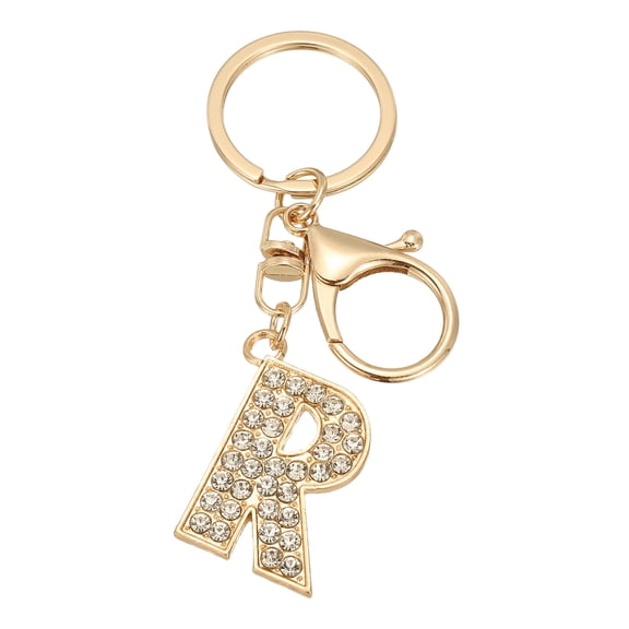 Uxcell Initial Letter Key Chain A-Z Keychain Initials Keyring Cute Metal Crystal Alphabet Keyring for Keys R