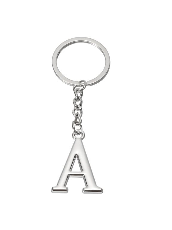 Initial Letter Key Chain Letter A Key Chain Pendant Key Ring Bag Backpack Decor Silver