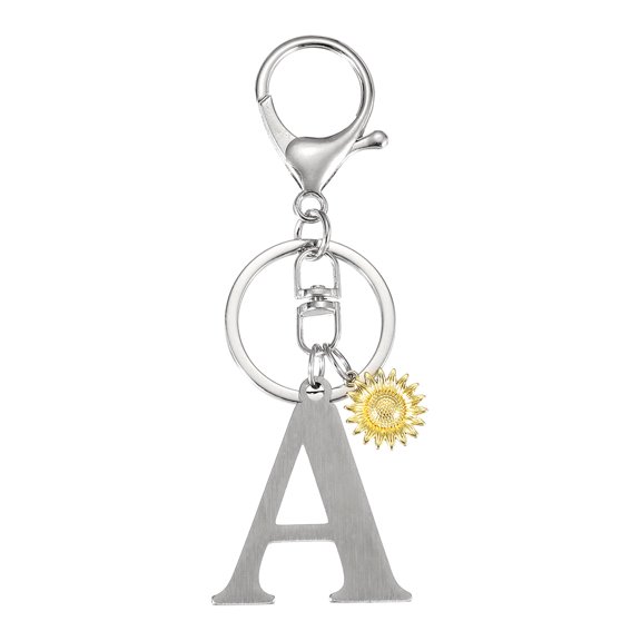 Uxcell Initial Letter Key Chain, Letter A Key Chain Pendant Charm for Bag Decor, Silver