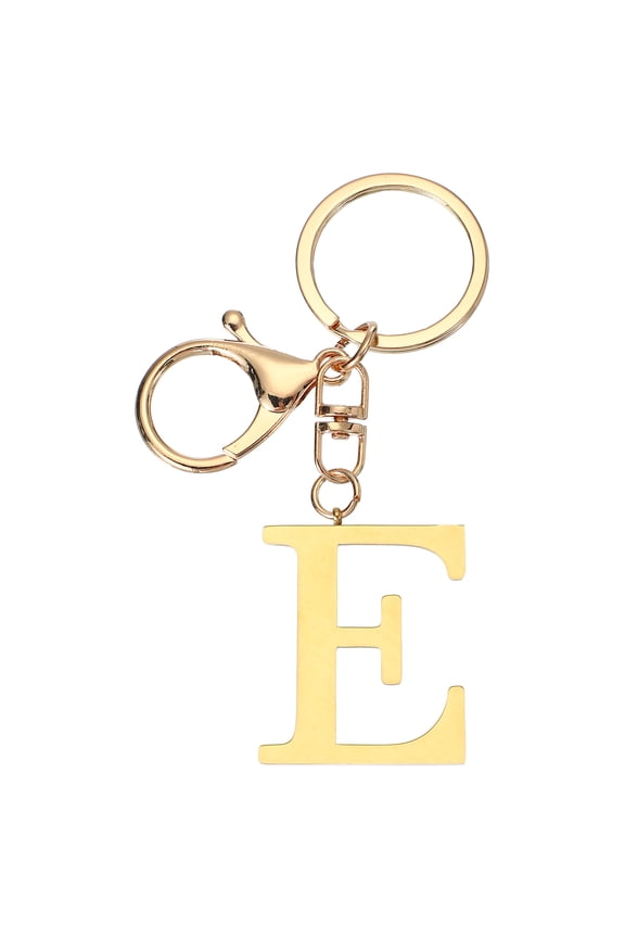 Initial Letter Key Chain, Letter A-Z Keychain Initials Keyring Alphabet Keyrings for Keys, Golden (E)