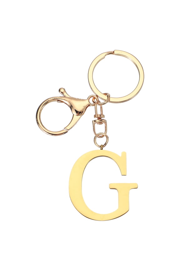 Initial Letter Key Chain, Letter A-Z Keychain Initials Keyring Alphabet Keyrings for Keys, Golden (G)