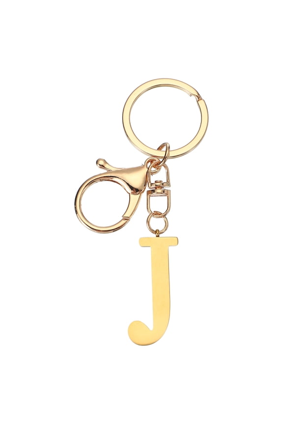 Initial Letter Key Chain, Letter A-Z Keychain Initials Keyring Alphabet Keyrings for Keys, Golden (J)