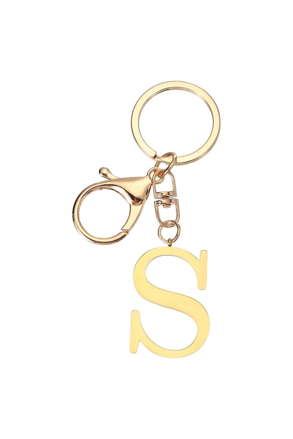 Initial Letter Key Chain, Letter A-Z Keychain Initials Keyring Alphabet Keyrings for Keys, Golden (S)