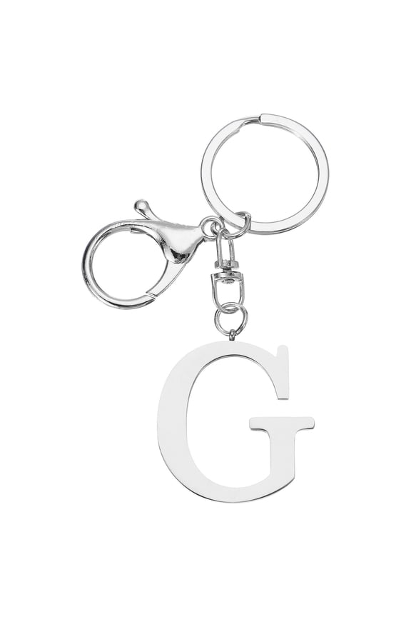 Initial Letter Key Chain, Letter A-Z Keychain Initials Keyring Alphabet Keyrings for Keys, Silver (G)