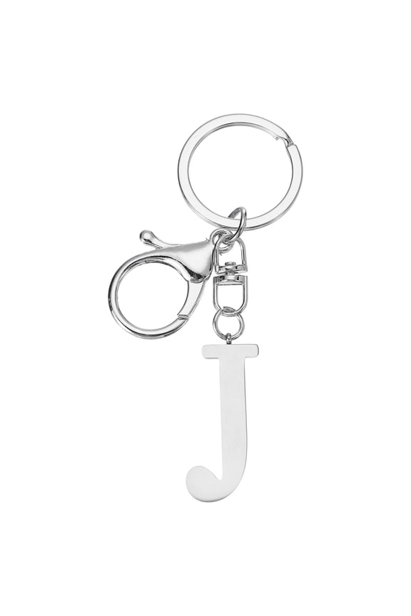 Initial Letter Key Chain, Letter A-Z Keychain Initials Keyring Alphabet Keyrings for Keys, Silver (J)