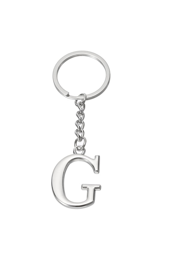 Initial Letter Key Chain Letter G Key Chain Pendant Key Ring Bag Backpack Decor Silver
