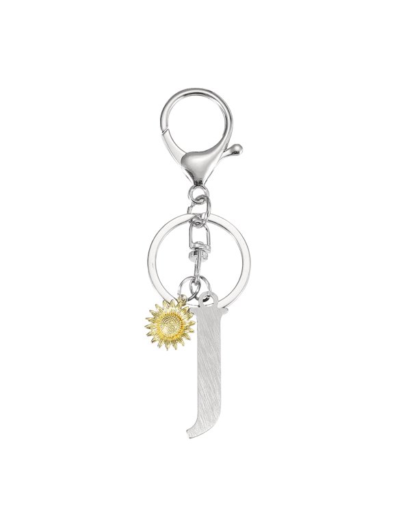 Initial Letter Key Chain, Letter J Key Chain Pendant Charm for Bag Decor, Silver