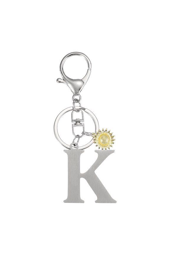 Initial Letter Key Chain, Letter K Key Chain Pendant Charm for Bag Decor, Silver