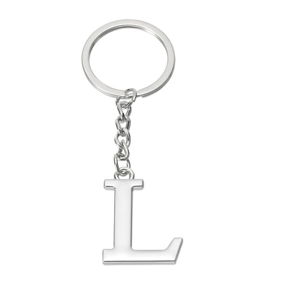 Uxcell Initial Letter Key Chain, Letter L Key Chain Pendant Key Ring Bag Backpack Decor, Silver