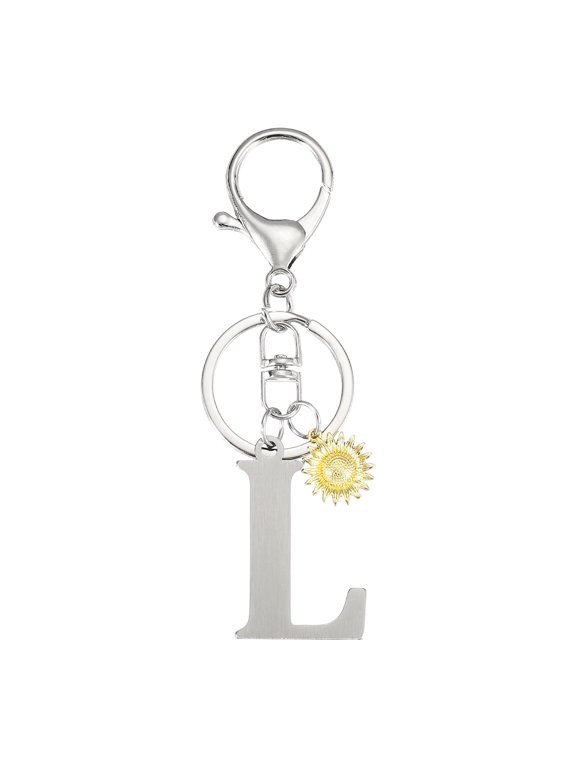 Initial Letter Key Chain, Letter L Key Chain Pendant Charm for Bag Decor, Silver
