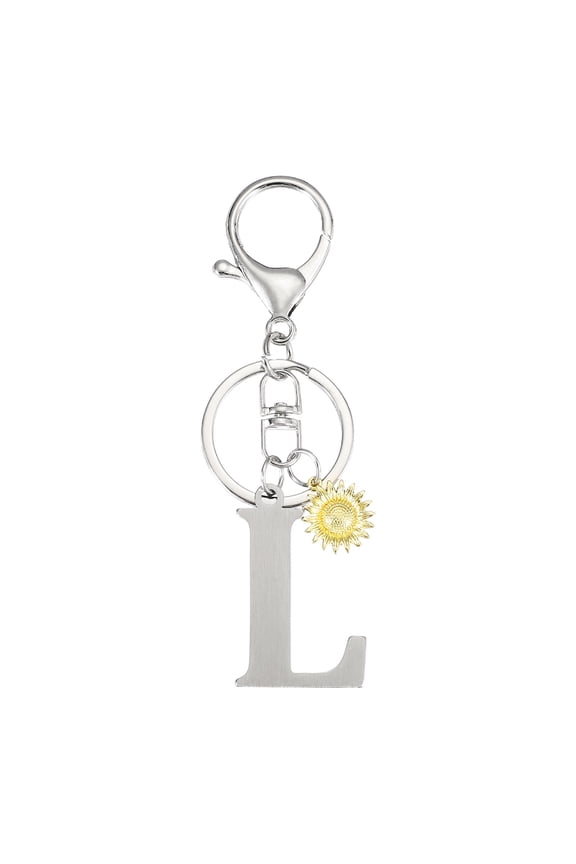 Initial Letter Key Chain, Letter L Key Chain Pendant Charm for Bag Decor, Silver