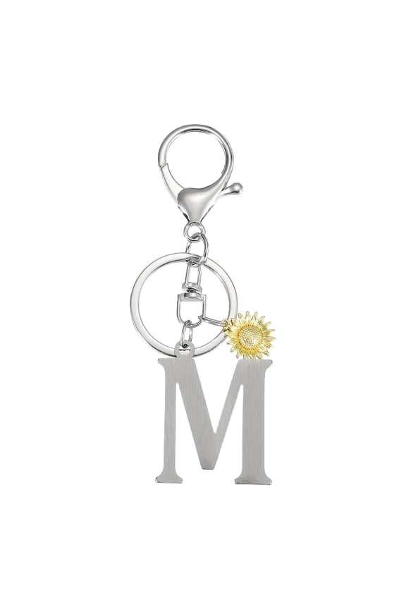 Initial Letter Key Chain, Letter M Key Chain Pendant Charm for Bag Decor, Silver