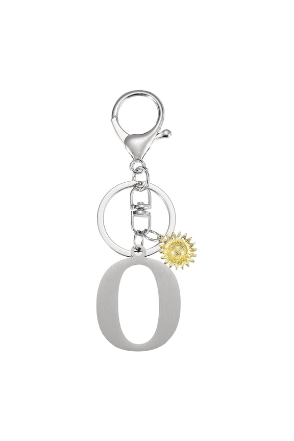Initial Letter Key Chain, Letter O Key Chain Pendant Charm for Bag Decor, Silver