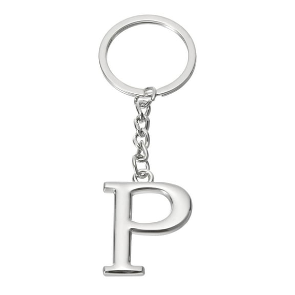 Uxcell Initial Letter Key Chain Letter P Key Chain Pendant Key Ring Bag Backpack Decor Silver