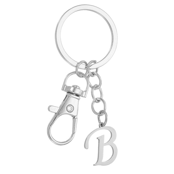 Uxcell Initial Letter Keychain, Key Chain DIY Pendant Key Ring Bags Backpacks Decor for Men Women Party Gifts Favors B