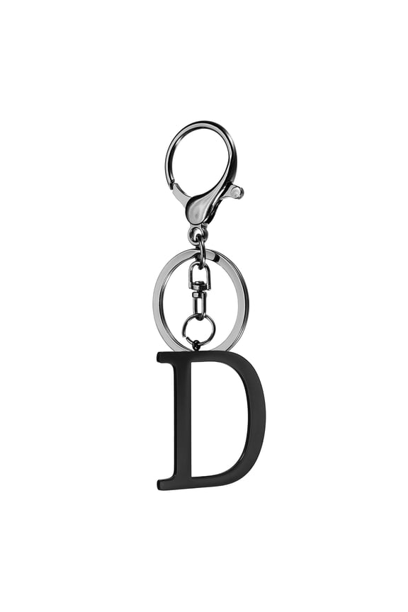 Initial Letter Keychain, 1PCS Key Chain Stainless Steel, Black ( Letter D)