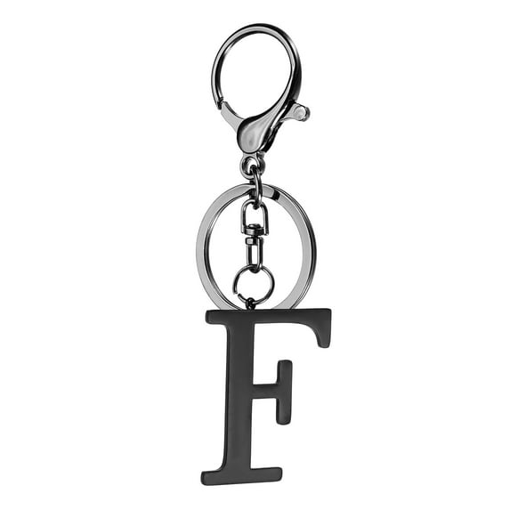 Uxcell Initial Letter Keychain, 1PCS Key Chain Stainless Steel, Black ( Letter F)