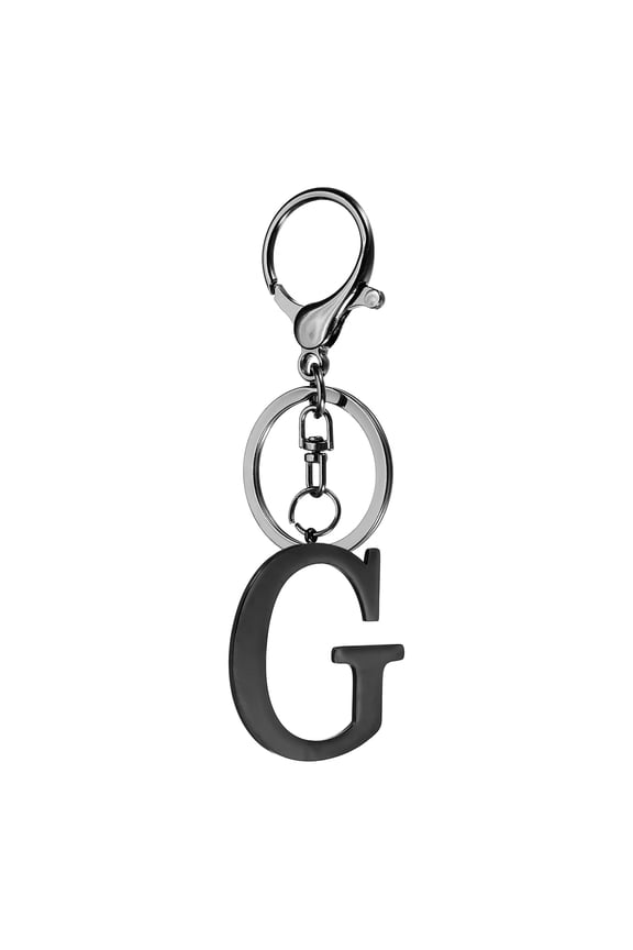 Initial Letter Keychain, 1PCS Key Chain Stainless Steel, Black ( Letter G)