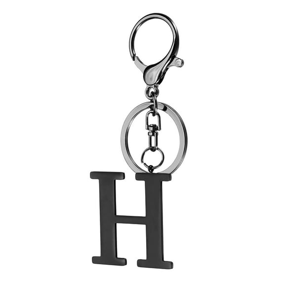 Uxcell Initial Letter Keychain, 1PCS Key Chain Stainless Steel, Black ( Letter H)