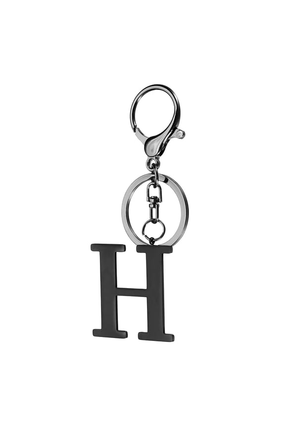 Initial Letter Keychain, 1PCS Key Chain Stainless Steel, Black ( Letter H)