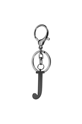 Initial Letter Keychain, 1PCS Key Chain Stainless Steel, Black ( Letter J)