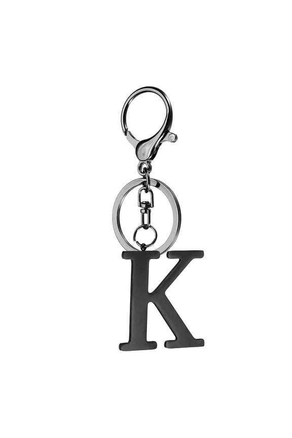 Initial Letter Keychain, 1PCS Key Chain Stainless Steel, Black ( Letter K)