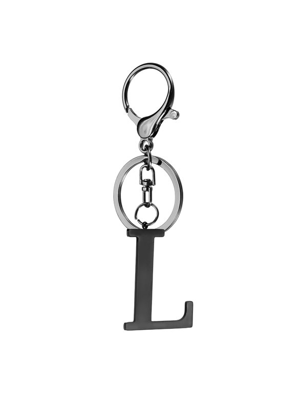 Initial Letter Keychain, 1PCS Key Chain Stainless Steel, Black ( Letter L)