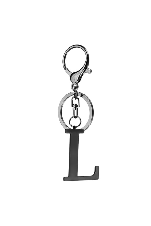 Initial Letter Keychain, 1PCS Key Chain Stainless Steel, Black ( Letter L)