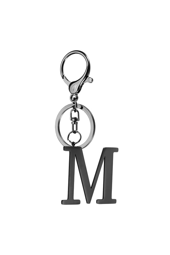Initial Letter Keychain, 1PCS Key Chain Stainless Steel, Black ( Letter M)