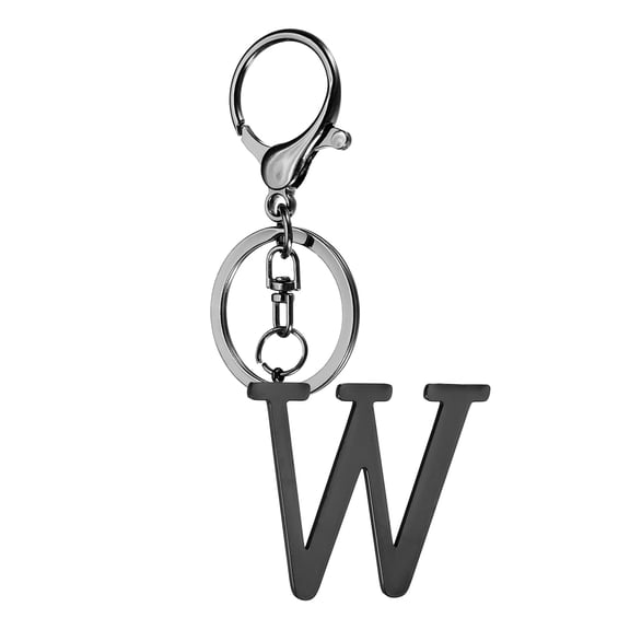 Uxcell Initial Letter Keychain, 1PCS Key Chain Stainless Steel, Black ( Letter W)