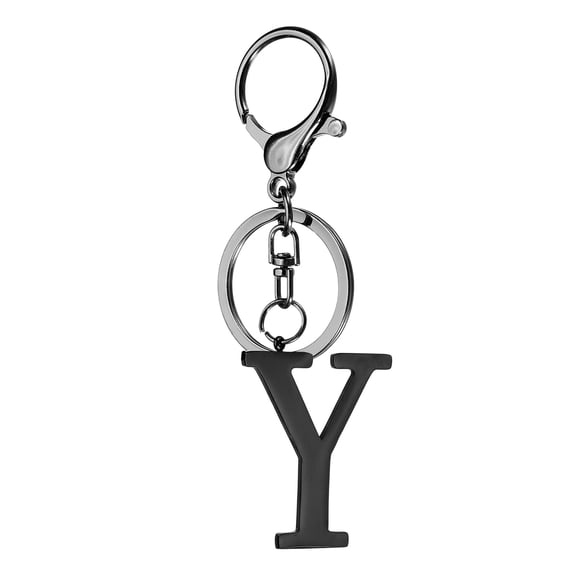 Uxcell Initial Letter Keychain, 1PCS Key Chain Stainless Steel, Black ( Letter Y)