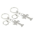thumbnail image 1 of Uxcell Initial Letter Keychain, 2 Pcs Letter T Crown Design Charm with Crystal Diamonds Decorative Alphabet Pendants for Bag Backpack DIY Craft, Silver Tone, 1 of 6
