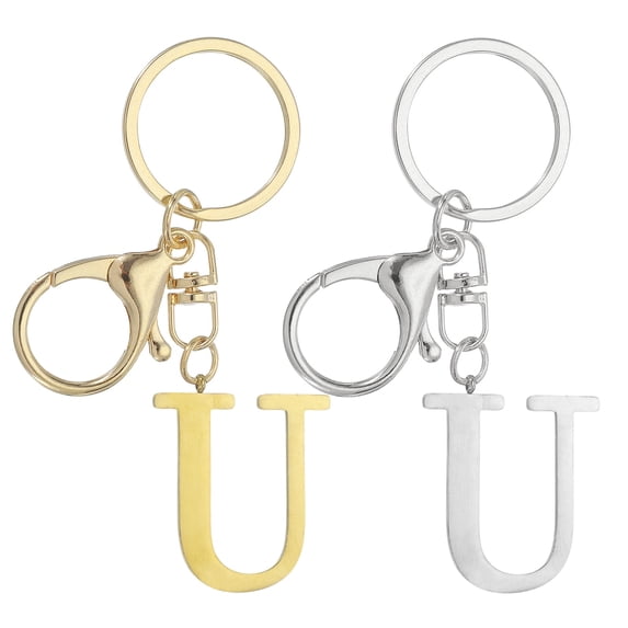 Uxcell 2 Pcs Initial Letter Keychain Letter Keychain for Women Alphabet Pendant for Key Handbag Purse Bag Letter U
