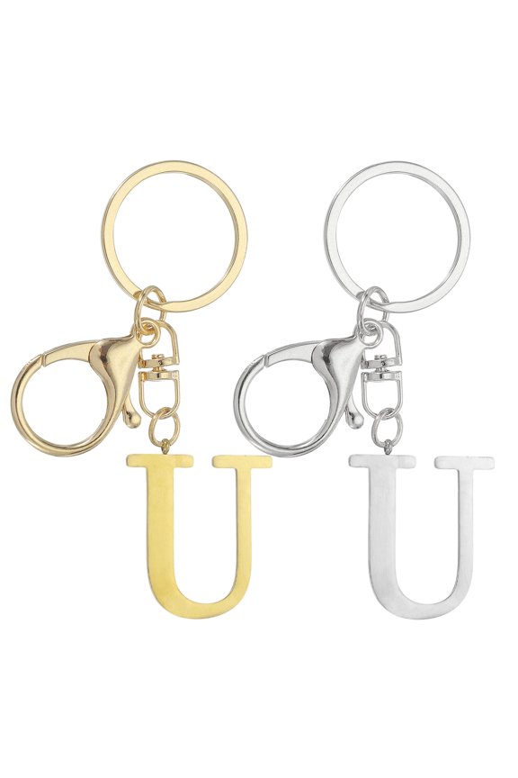 2 Pcs Initial Letter Keychain Letter Keychain for Women Alphabet Pendant for Key Handbag Purse Bag Letter U
