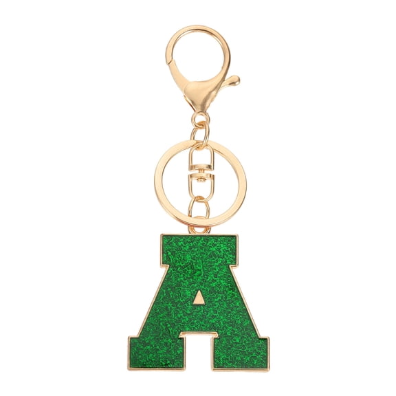 Uxcell Initial Letter Keychain, A-Z Alphabet Keyring Letter A Metal Key Chain for Women Girls Keys Handbags, Green