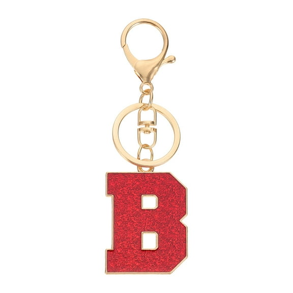 Uxcell Initial Letter Keychain, A-Z Alphabet Keyring Letter B Metal Key Chain for Women Girls Keys Handbags, Red