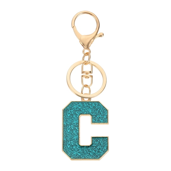 Uxcell Initial Letter Keychain, A-Z Alphabet Keyring Letter C Metal Key Chain for Women Girls Keys Handbags, Blue