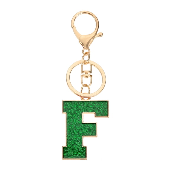 Uxcell Initial Letter Keychain, A-Z Alphabet Keyring Letter F Metal Key Chain for Women Girls Keys Handbags, Green