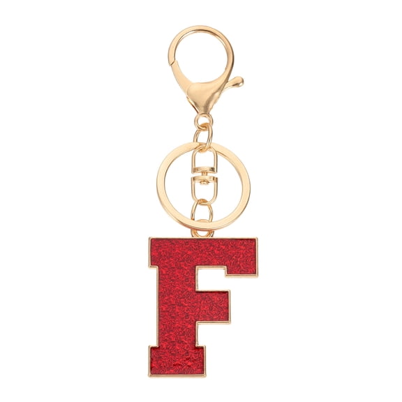 Uxcell Initial Letter Keychain, A-Z Alphabet Keyring Letter F Metal Key Chain for Women Girls Keys Handbags, Red