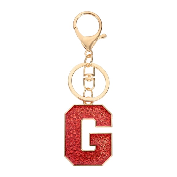 Uxcell Initial Letter Keychain, A-Z Alphabet Keyring Letter G Metal Key Chain for Women Girls Keys Handbags, Red