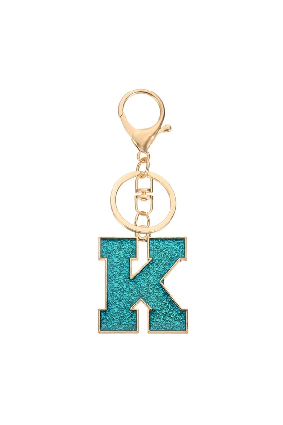 Initial Letter Keychain, A-Z Alphabet Keyring Letter K Metal Key Chain for Women Girls Keys Handbags, Blue