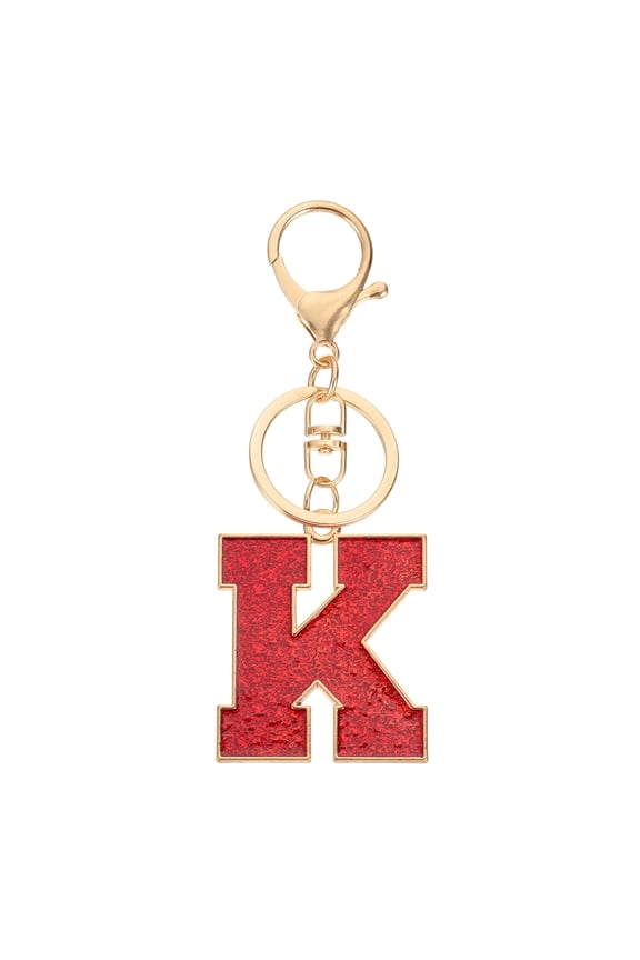 Initial Letter Keychain, A-Z Alphabet Keyring Letter K Metal Key Chain for Women Girls Keys Handbags, Red