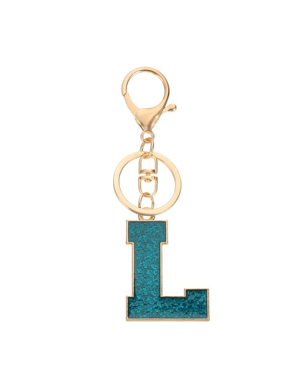 Initial Letter Keychain, A-Z Alphabet Keyring Letter L Metal Key Chain for Women Girls Keys Handbags, Blue