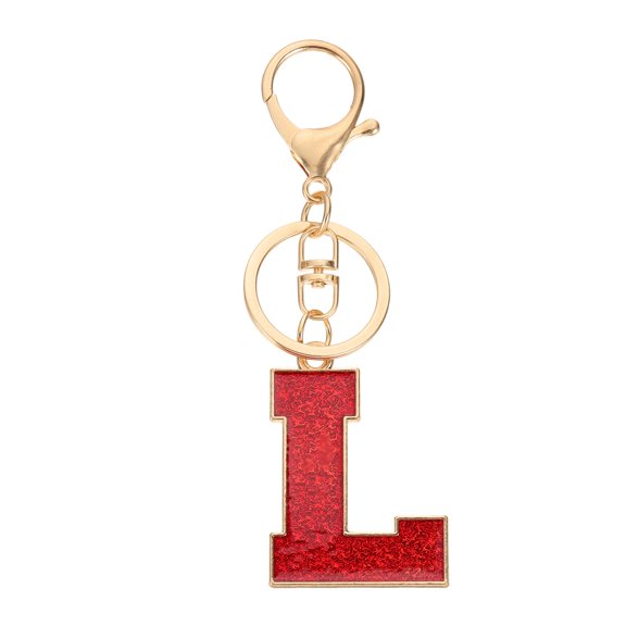 Uxcell Initial Letter Keychain, A-Z Alphabet Keyring Letter L Metal Key Chain for Women Girls Keys Handbags, Red