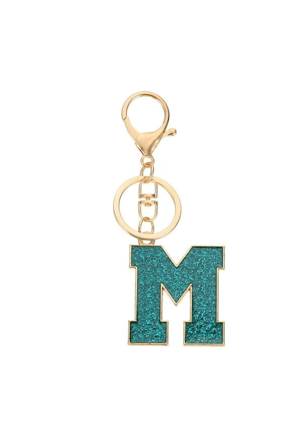 Initial Letter Keychain, A-Z Alphabet Keyring Letter M Metal Key Chain for Women Girls Keys Handbags, Blue