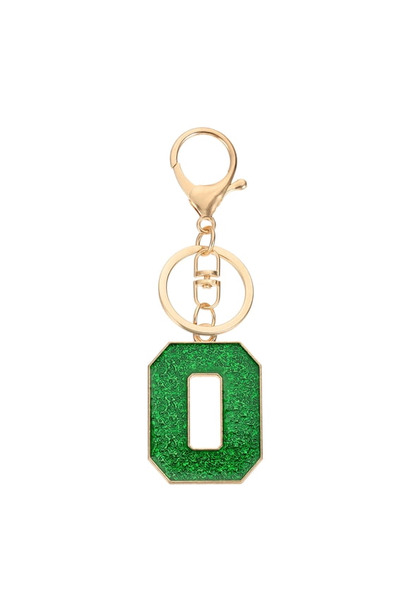 Initial Letter Keychain, A-Z Alphabet Keyring Letter O Metal Key Chain for Women Girls Keys Handbags, Green